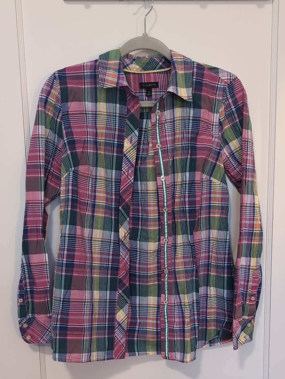🍇 LAST CALL! Talbots Pink, Green & Yellow Plaid Button-Down Shirt